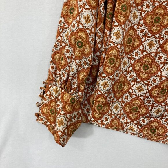 Ryegrass size 1X Floral Abstract Geometric Boho Long Sleeve Popover Blouse - Picture 4 of 11